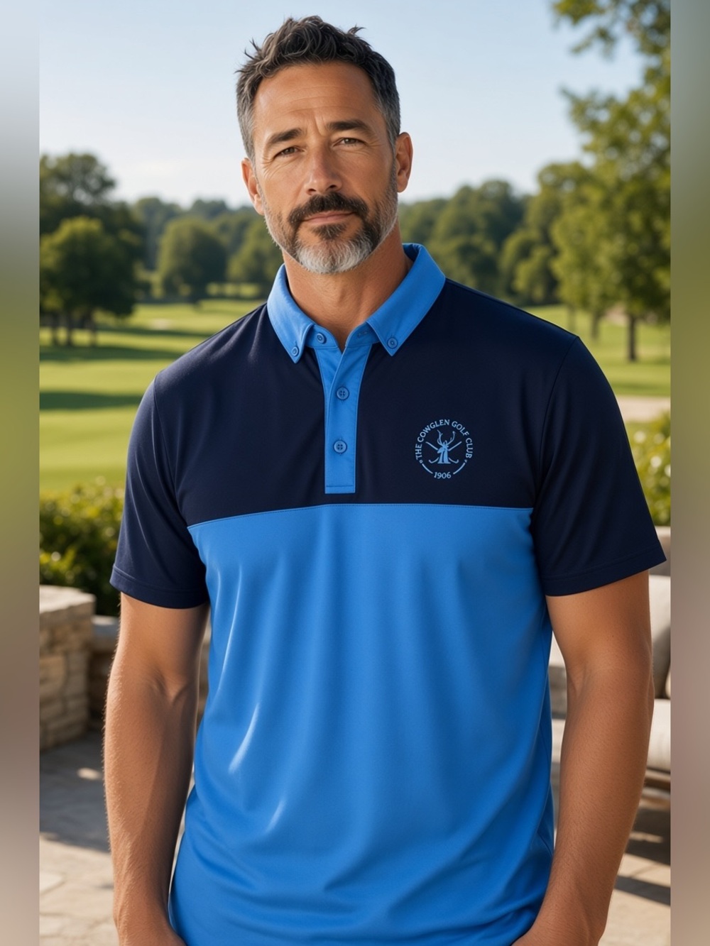 Murray Golf Men's Colorblock Polo Shirt Size L Blue Navy - Cowglen Scotland